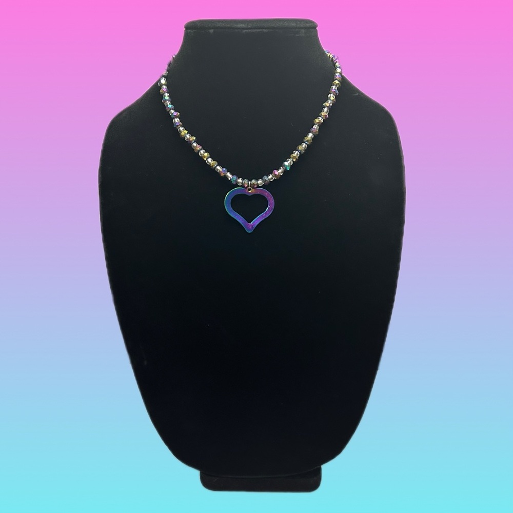 Titanium Rainbow Heart Necklace